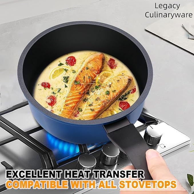 Nonstick Sauce Pan with Lid, 2QT small pot, PFOA Free, Kitchen Pots Induction - Image 6