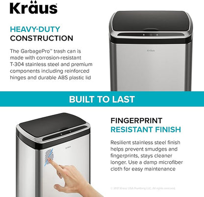 Kraus GarbagePro Rectangular 13 Gallon Hands-Free Motion Sensor Trash Can - Image 6