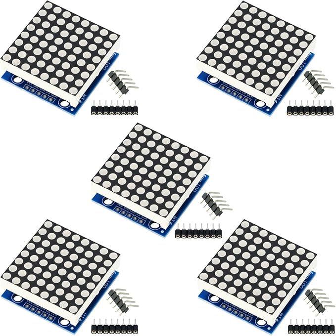 MTDELE 5Pcs MAX7219 5V 8 * 8 Dot Matrix LED Display Module Kit Control by Unknown