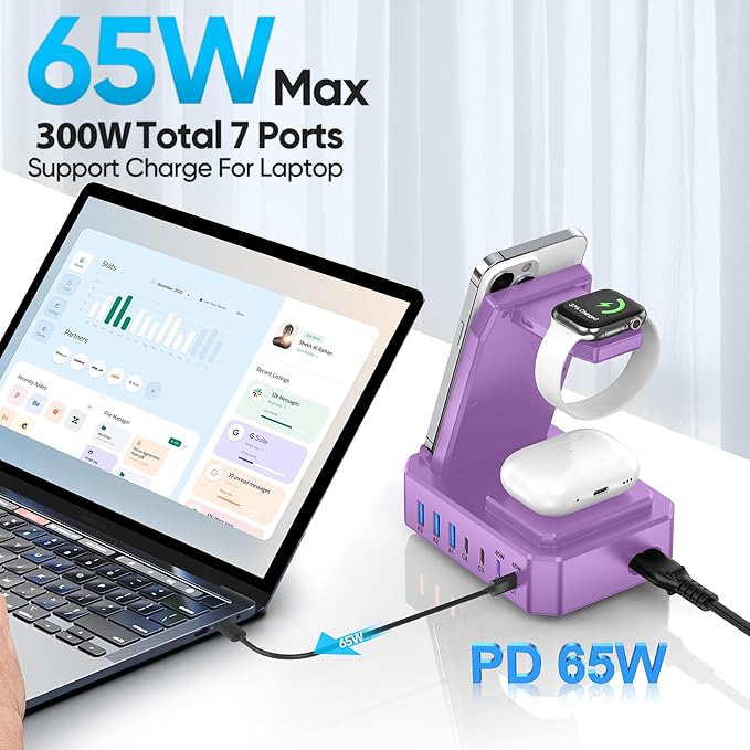 300W Charging Station for Multiple Devices Apple, Zutspzss 10 in 1 Wireless - Image 2