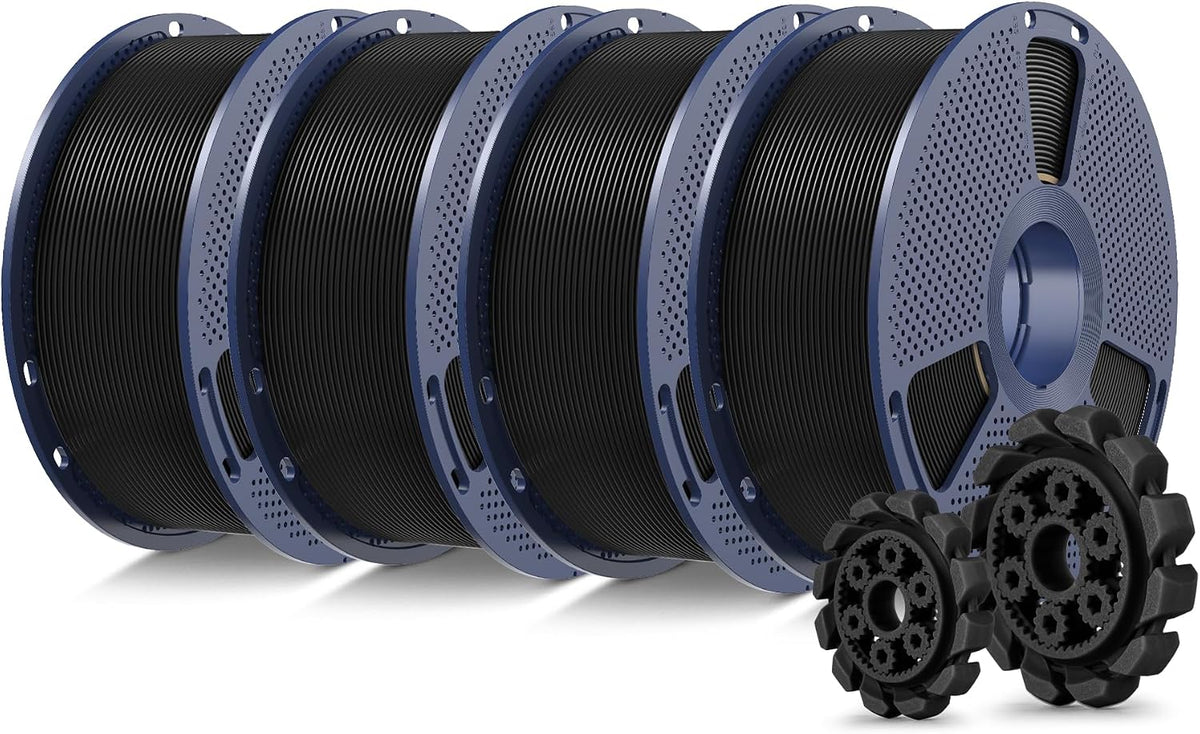 sunlu pla+2.0 3d printer filament, black, 4-pack (4kg), main product view