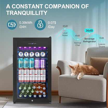 Beverage Refrigerator Cooler, 128 Cans 3.2 Cu.Ft Mini Fridge Glass Door - Image 7