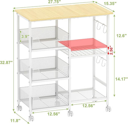 Rolling Kitchen Storage Microwave Cart & Kitchen Island on Wheels, Adjustable - Image 7