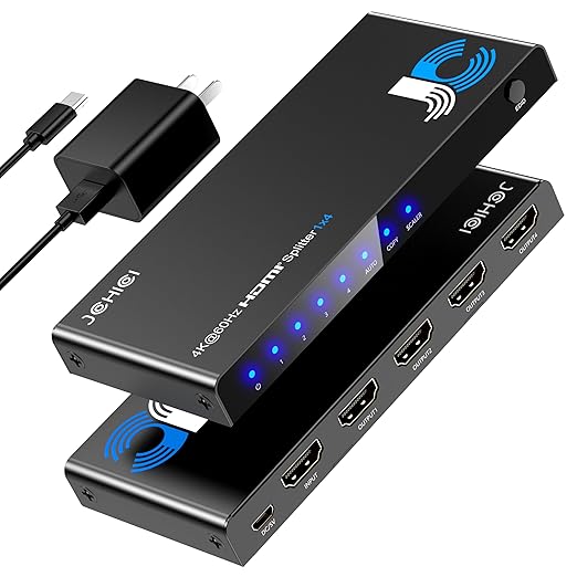 JCHICI HDMI Splitter 1x4 for PS5/Xbox/Apple TV by JCHICI