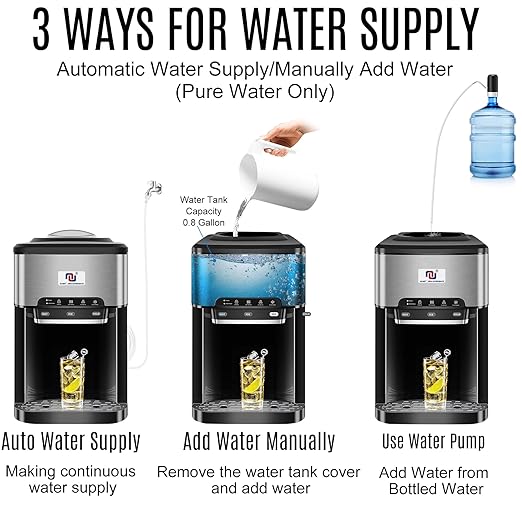 NUNET 3-in-1 Ice Maker Water Dispenser Water Cooler Filled by Water Line w. - Image 2