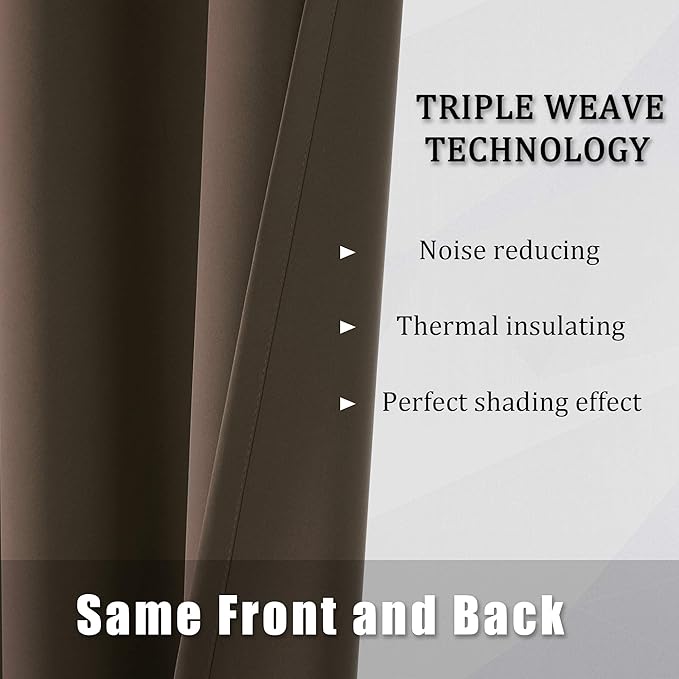 DUALIFE Brown Curtains 72 Inch Length 2 Panels Coffee Color Curtains - Image 5