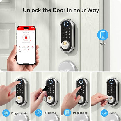 Smart Deadbolt, SMONET Fingerprint Electronic Deadbolt Door Lock - Image 4
