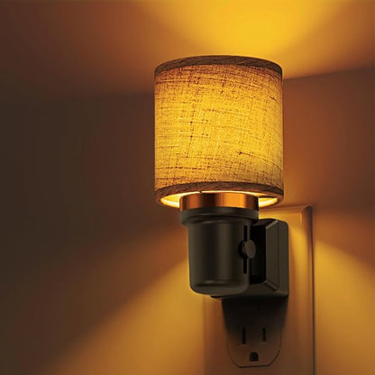 L LOHAS LED Night Lights Plug into Wall, Linen Fabric Cylinder Decor Night Light by LLOHASLED