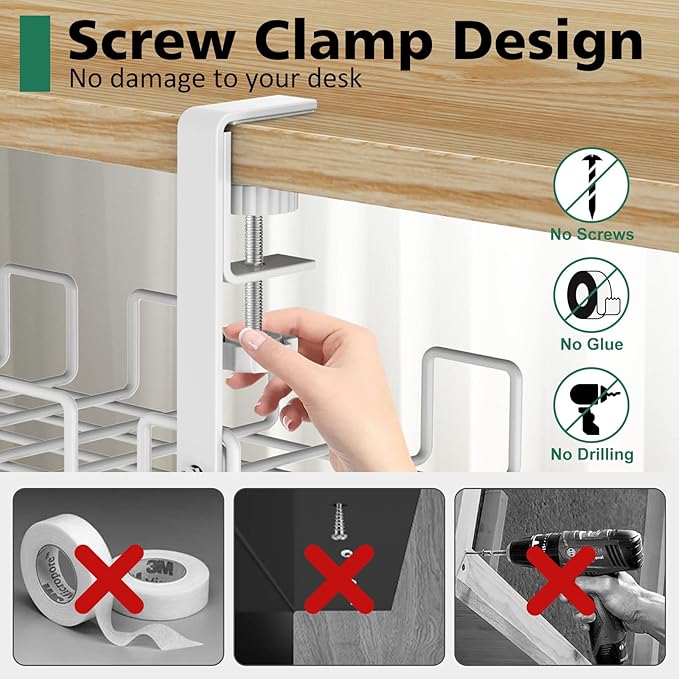 Under Desk Cable Management Tray, L 15.7''W 6.3'' No Drill Steel Desk Cable - Image 2