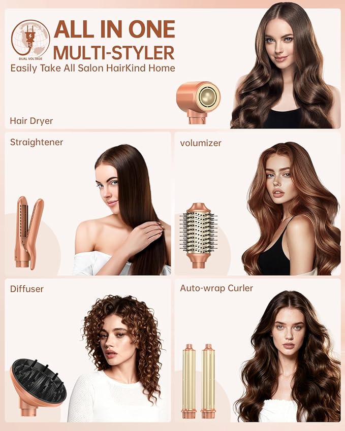 webeauty 6 in 1 Hot Air Styler, High-Speed Negative Ionic Hair Dryer - Image 2
