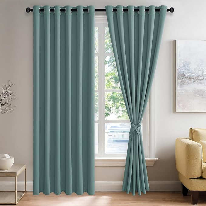 JIUZHEN Stone Blue Blackout Curtains by JIUZHEN