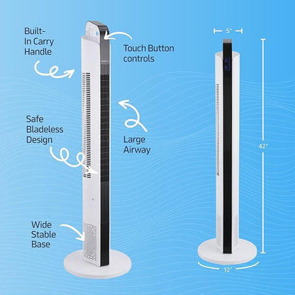 NEXAIR 42” Oscillating Tower Fan, 3 Speed Portable Fan Tower - Image 6