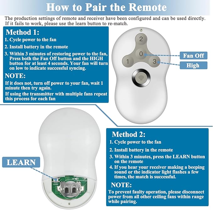 Universal Ceiling Fan Remote Control Kit, Replacement - Image 4