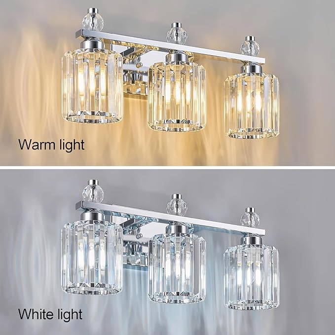 FDPBY Bathroom Vanity Lights 3-Light Chrome Modern Crystal Vanity Light - Image 2