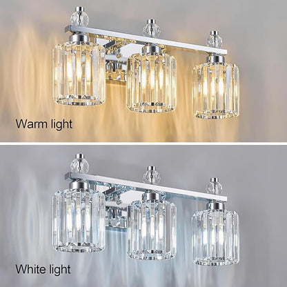 FDPBY Bathroom Vanity Lights 3-Light Chrome Modern Crystal Vanity Light - Image 2