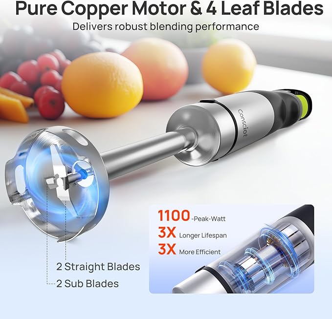 Consciot 7-in-1 Immersion Blender Handheld Max 1100W, Stick Emulsifier - Image 2