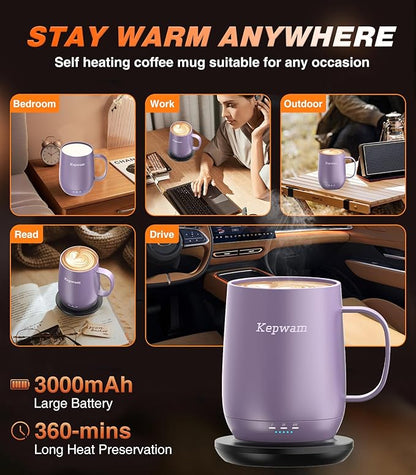 Kepwam Self Heating Coffee Mug T2, 16oz Smart Heated Coffee Mug, 150 Min - Image 4