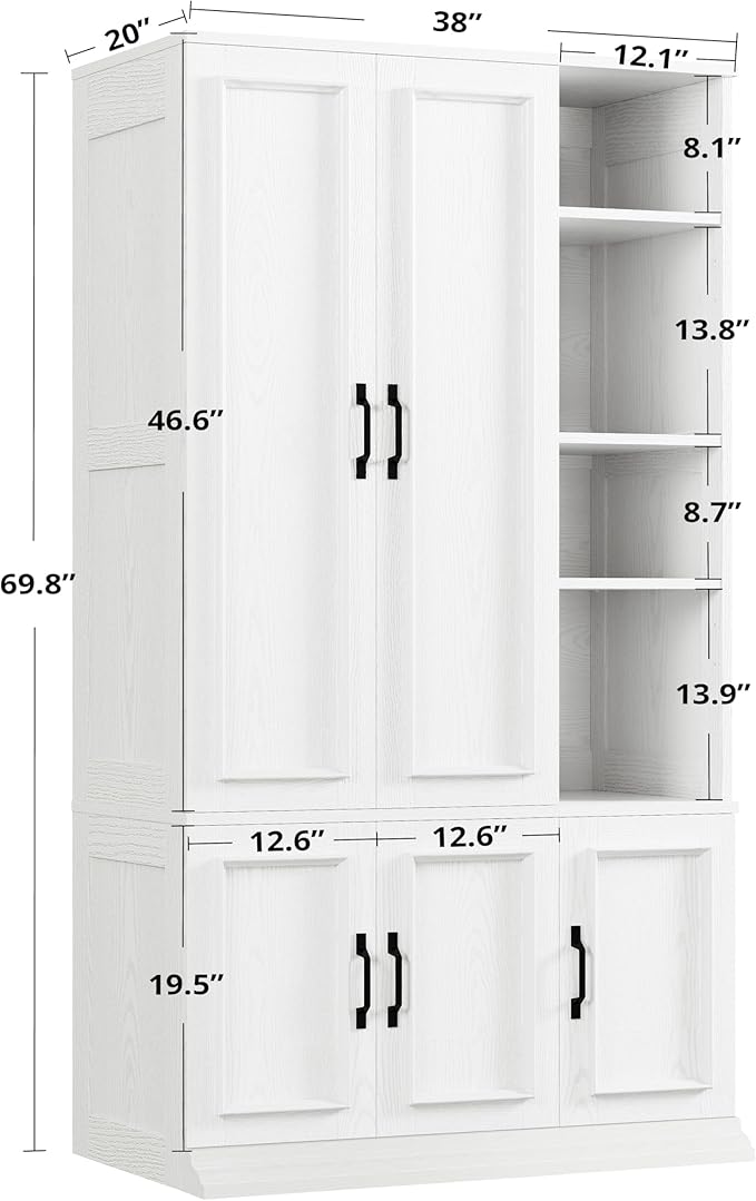 LIKIMIO Armoire Wardrobe Closet 70" H, 5 Doors Bedroom Wooden Wardrobe - Image 2