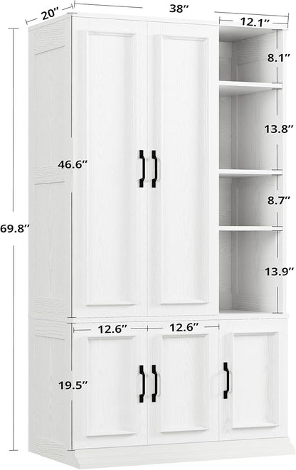 LIKIMIO Armoire Wardrobe Closet 70" H, 5 Doors Bedroom Wooden Wardrobe - Image 2