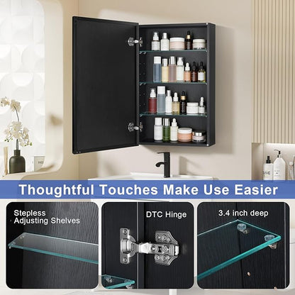 Medicine Cabinet with Mirror, 20x30 Inch Rectangle Wall Mounted Bathroom Vanity - Image 5