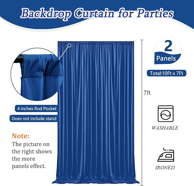 10 x 7 Feet Blue A Backdrop Curtain for Partie, Background Curtains for Photo...