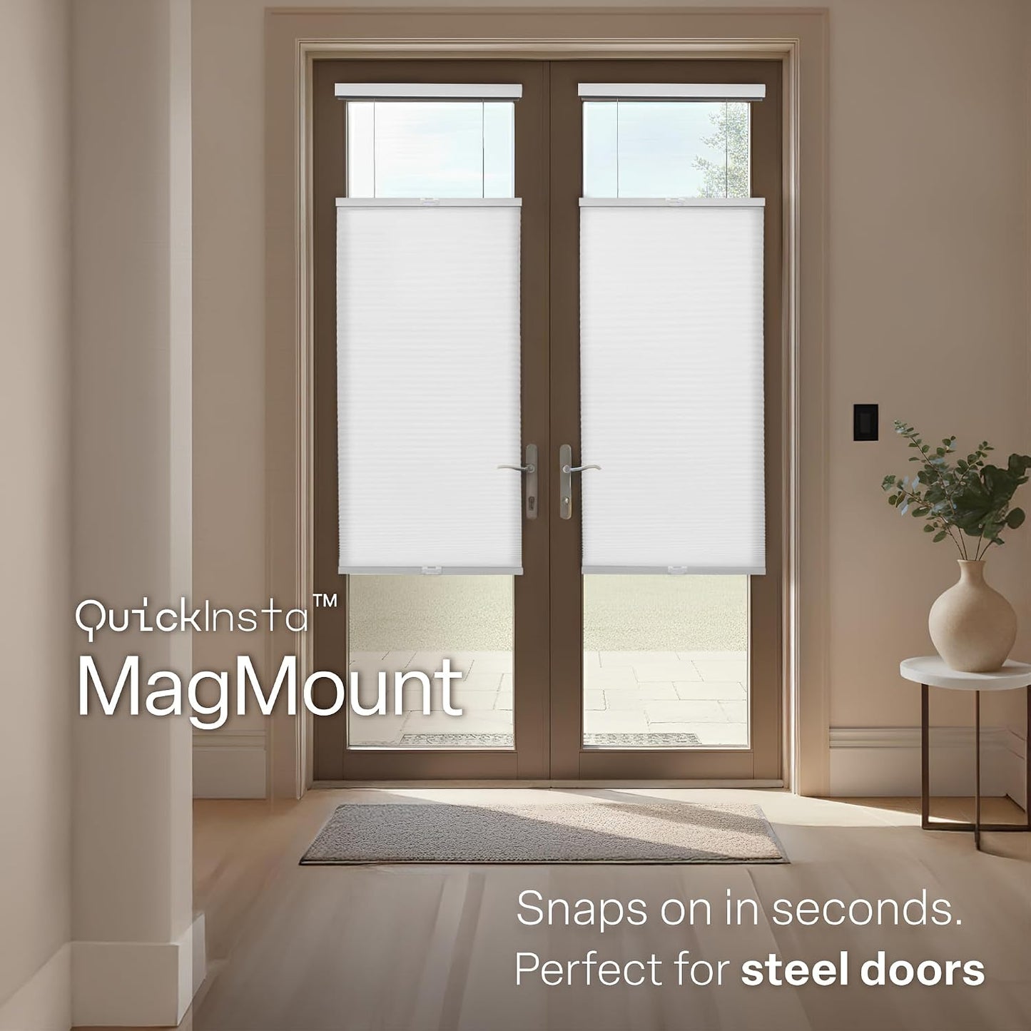 REGAL estate Magnetic Top Down Bottom Up Door Shades, White, 25 x 72 in | Strong-hold MagMount, Thermal insulation, Adjustable privacy for steel doors, Light filtering, Cordless cellular shade