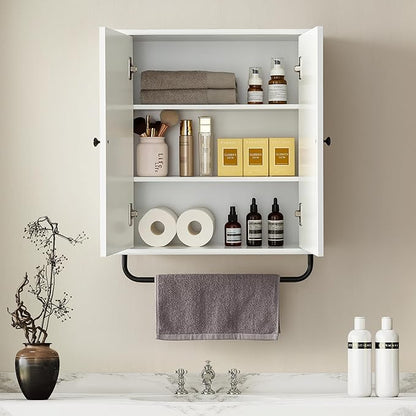 Bathroom Storage Cabinet with Adjustable Wood Shelves, Unique Arched Groove - Image 2