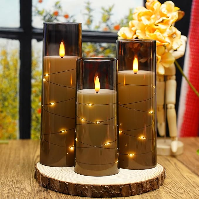 Flickering Flameless LED Candles, Acrylic LED Pillar Candles - Image 4