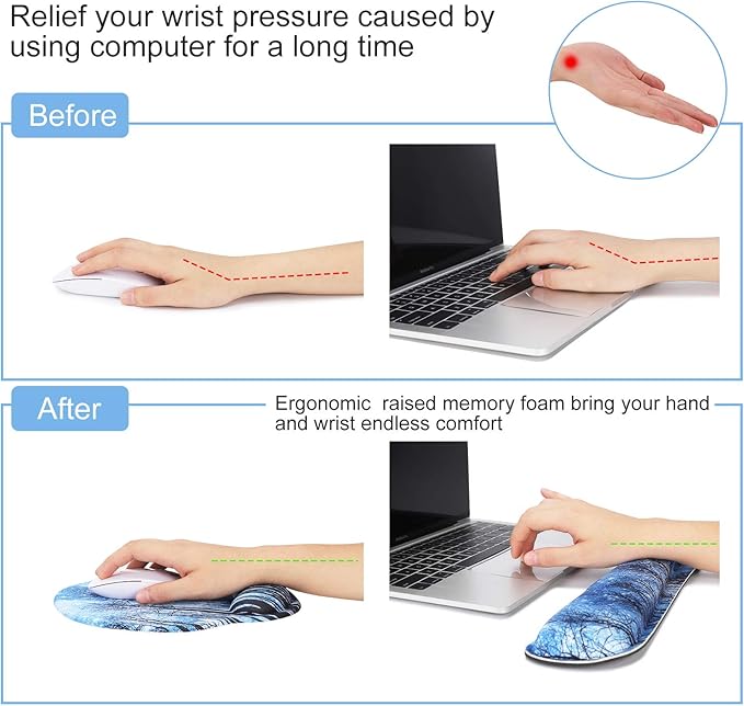 Mouse Pad Keyboard Wrist Rest, Gel Non Slip Rubber Wrist Support Rest Mouse Pad - Image 4