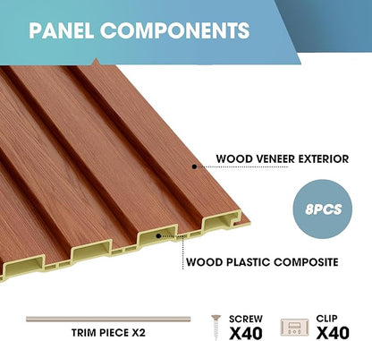OUZUGIE WPC Acoustic Slat Wall Paneling, Living Room, TV Background, Study Room - Image 4