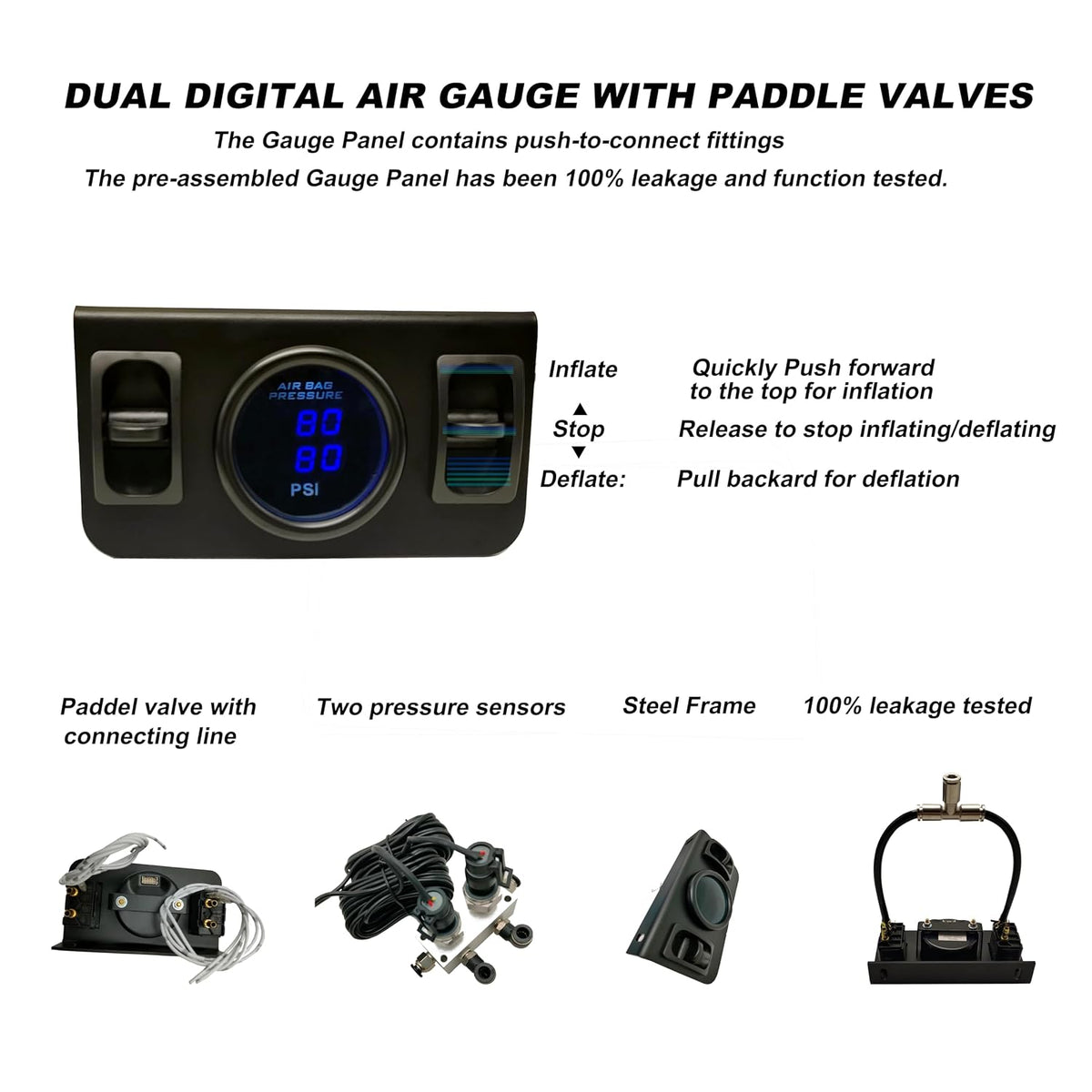 On Board Air Compressor System Air Pump System with Digital Dual Path Air Gau...