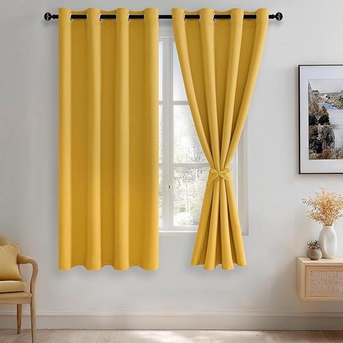 JIUZHEN Blackout Curtains with Tiebacks by JIUZHEN