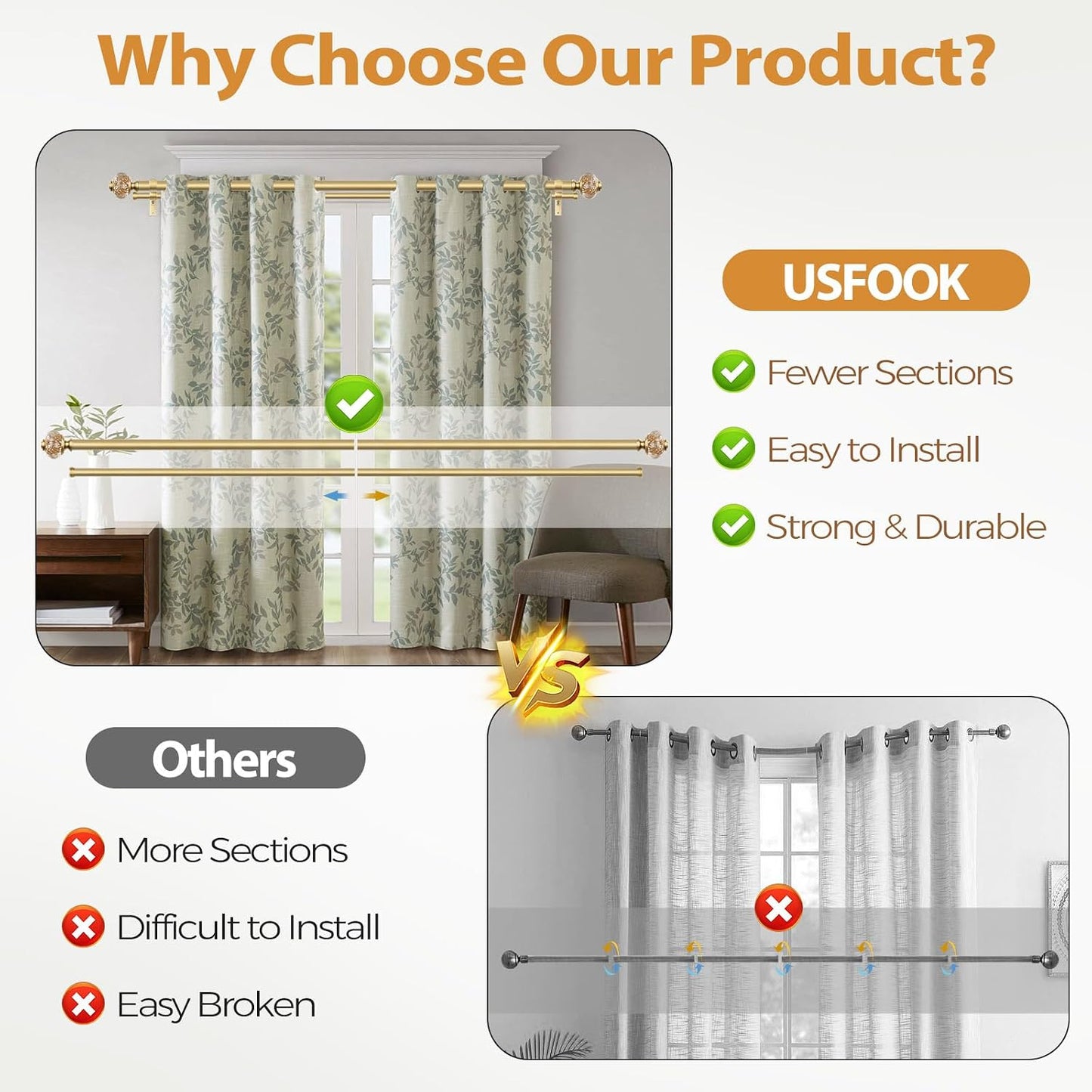 Double Curtain Rods for Windows 72 to 144, Luxury Gold, 1 Inch | Double Layer Window Treatment Rods, Decorative Crystal Ball Finials, Heavy Duty Adjustable Pole, Supports 33lbs, Easy Install