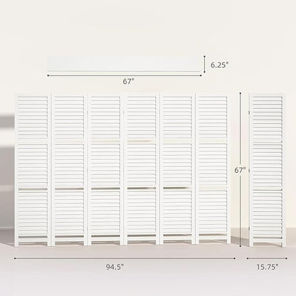 HOMCOM Room Divider, 6 Panel 67" Tall Wood Privacy Screen - Image 7