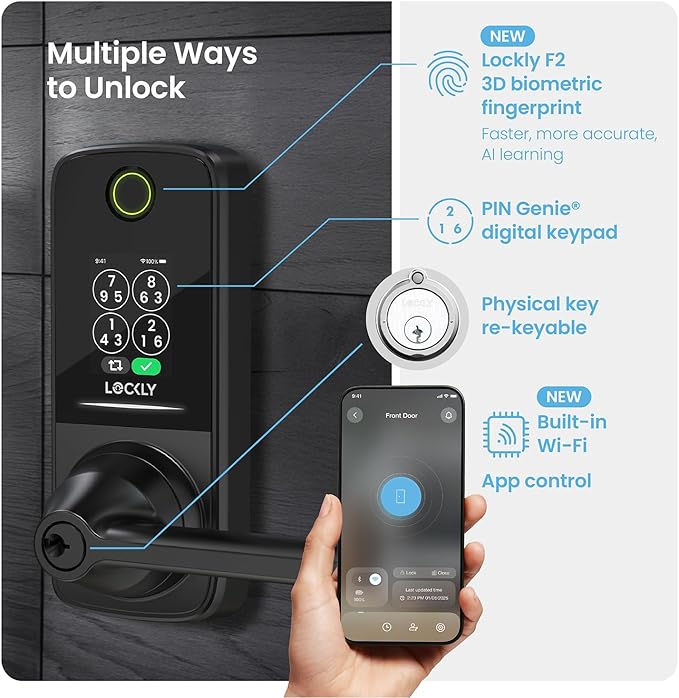 Lockly Smart Lock Secure Pro, Fingerprint Door Lock, Keyless Entry, Built-in - Image 3