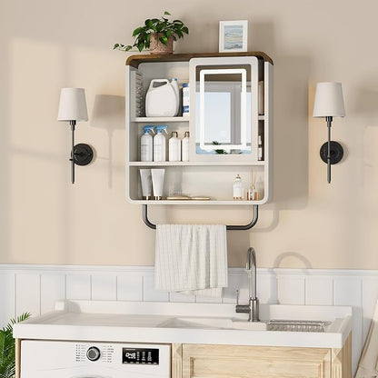 QUW Bathroom Wall Cabinet with Sliding Mirror Door, Modern Medicine Cabinet - Image 4