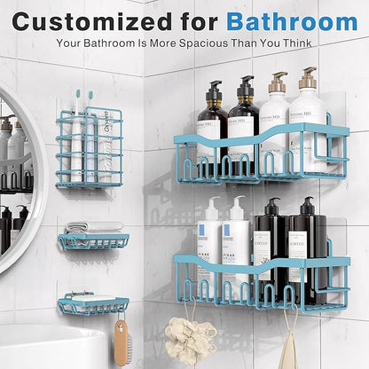 EUDELE 5-Pack Rustproof Stainless Steel Shower Caddy – No Drill Adhesive - Image 2