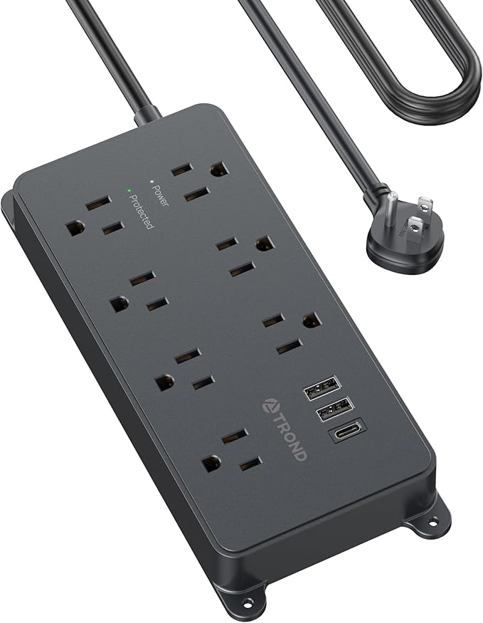 TROND Surge Protector Power Strip, Flat Plug 15ft Long Extension Cord, 7 by TRONDOfficial