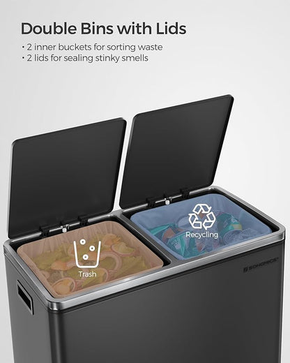 SONGMICS Trash Can, 2 x 8 Gallon Garbage Can - Image 3