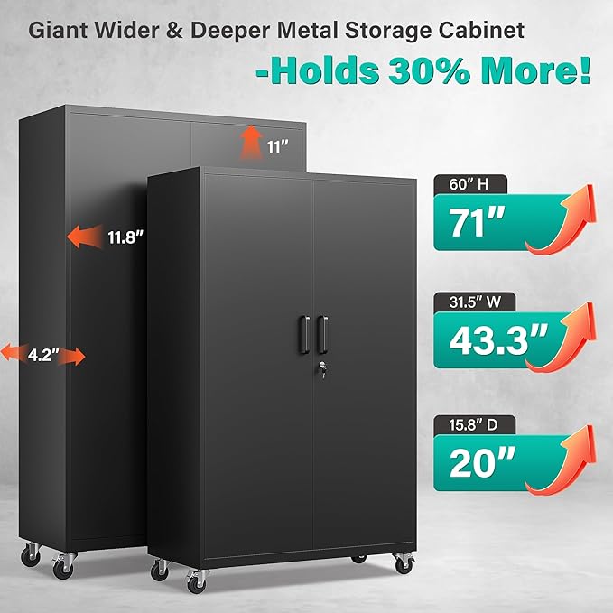 SISESOL Wide & Deep Metal Storage Cabinet - Image 4