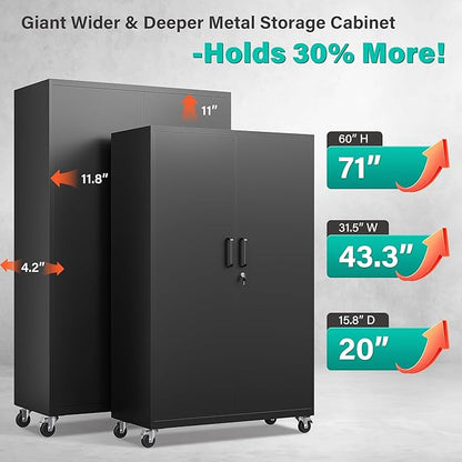 SISESOL Wide & Deep Metal Storage Cabinet - Image 4