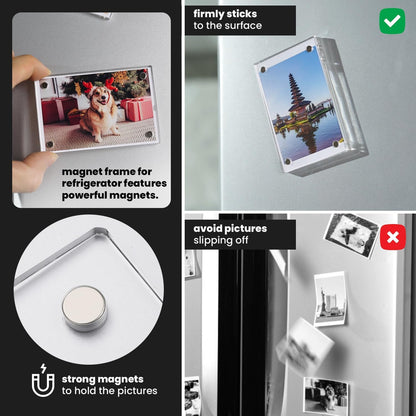 Acrylic 2 x 3 Magnetic Picture Frame for Fridge – Pack of 20 Clear Double-Sided Polaroid Frame for Small Picture – Durable Wallet Size Magnet Photo Frame for Refrigerator or Locker Decor