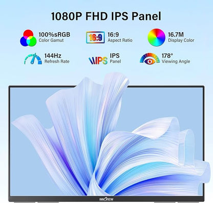 InnoView 23.8" Large Portable Monitor, FHD 144HZ 100% SRGB IPS USB-C HDMI Work - Image 2