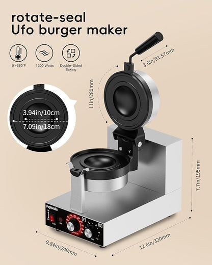 Ufo Burger Maker Machine, 110V Electric Ufo Sandwich Maker w/Adjustable - Image 2