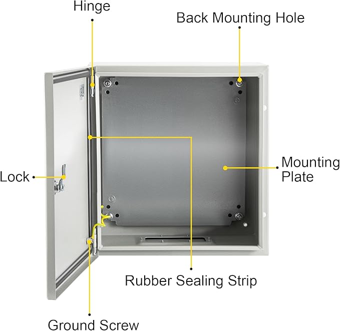 VEVOR NEMA Steel Enclosure, IP66 Waterproof & Dustproof, Outdoor/Indoor - Image 9
