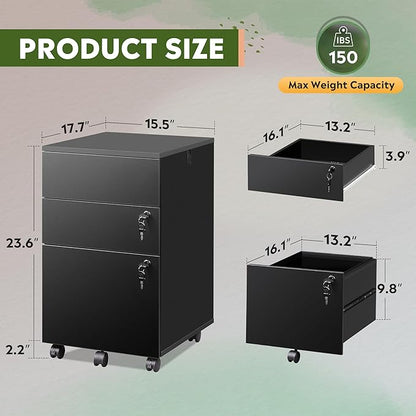 DEVAISE 3 Drawer File Cabinet - Image 3