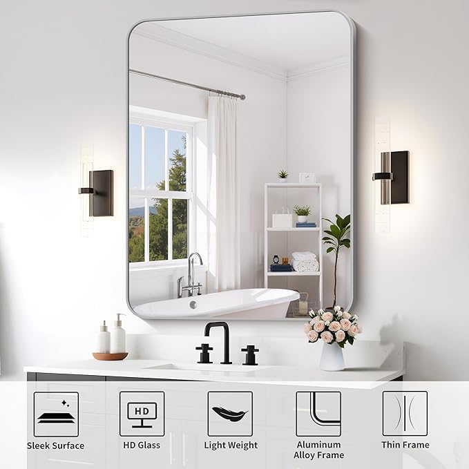 FORBATH 40x48 Inch Silver Bathroom Mirror - Image 5