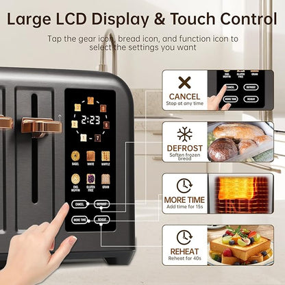 SEEDEEM Toaster 4 Slice, Stainless Steel, Touch Screen - Image 5
