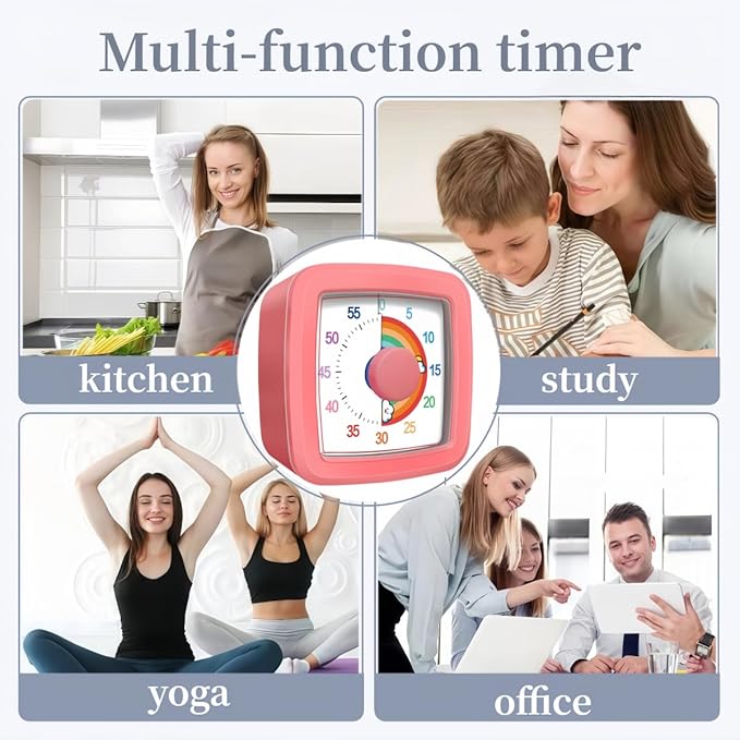 Visual Timer for Kids Adults, 60-Minute Countdown Timer for Classroom, Pomodoro - Image 3