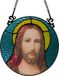 BOXCASA Christian Jesus Stained Glass Window Hanging,Suncatcher Jesus Holy Spiritual Decor,Christian Gift for Religious People,Catholic Decor for Living Room Bedroom Window
